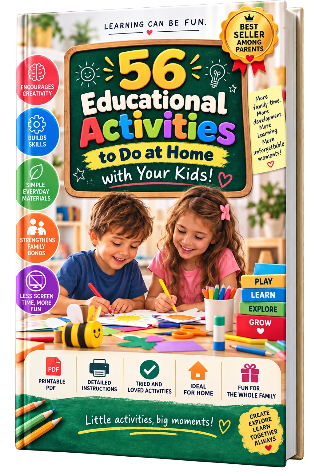 Bonus cover: 56 Educational Activities to Do at Home with Your Kids!